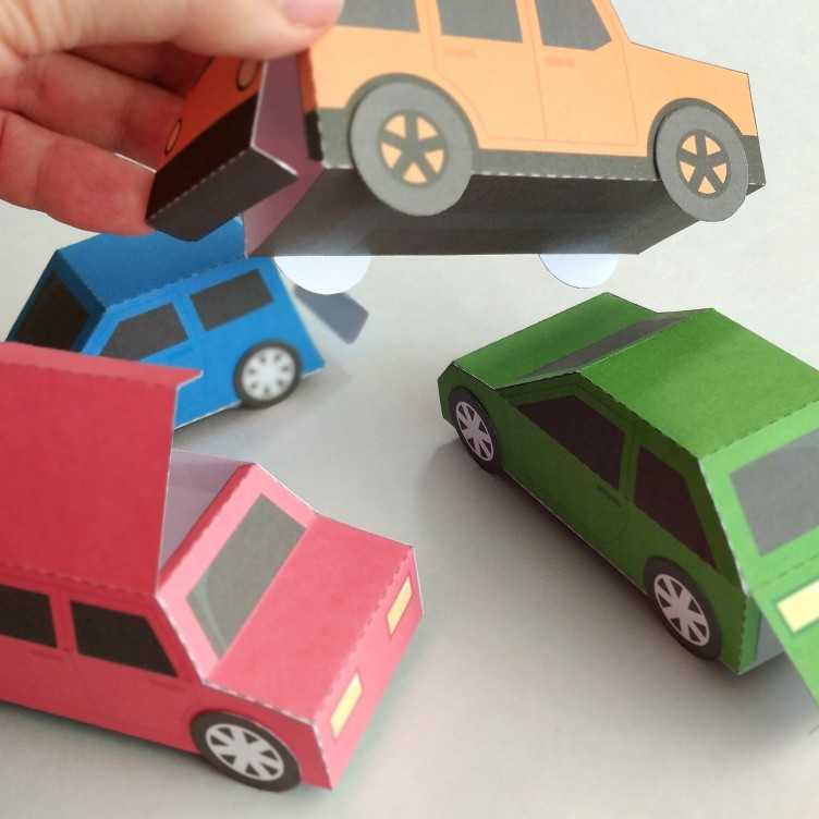 CARROS 4 em 1. Brinquedos de papel / Caixas de presente