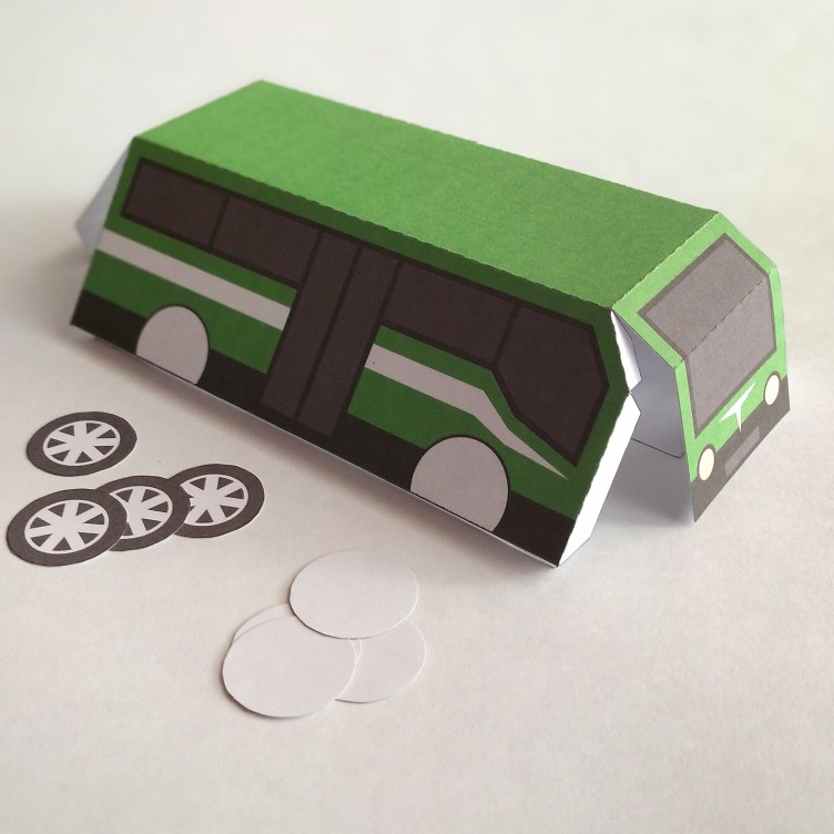 Ônibus Tipo A. Brinquedo de Papel / Caixa de Presente