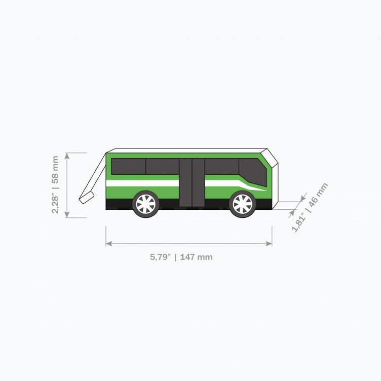 Ônibus Tipo A. Brinquedo de Papel / Caixa de Presente
