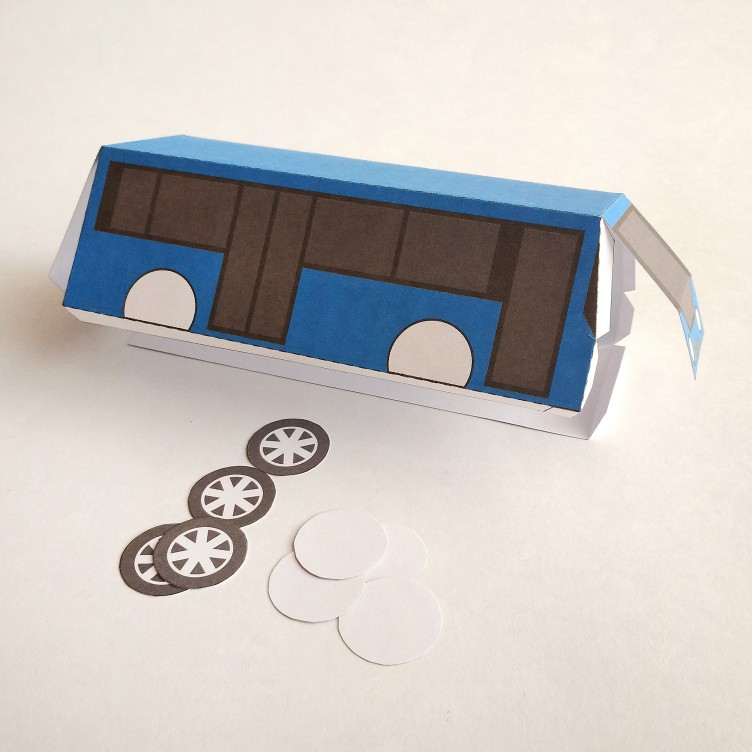 Ônibus Tipo B. Brinquedo de Papel / Caixa de Presente