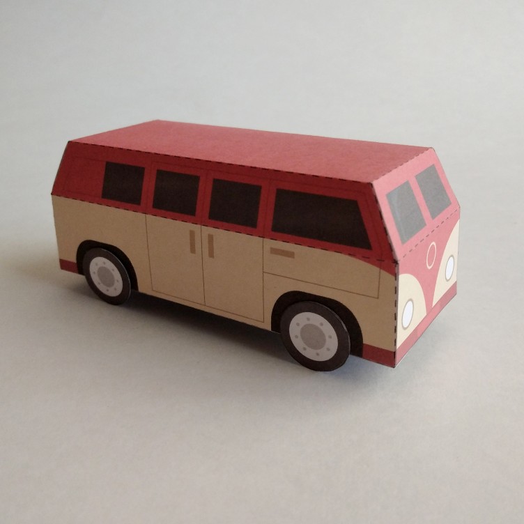 Ônibus Tipo D. Ônibus Escolar de Papel / Caixa de Presente