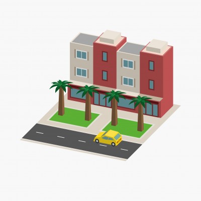 Prédio de Apartamentos e um Carro